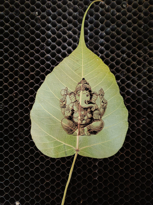 Laser Engraved Real Peepal Leaf Art – Customised with Photo or God Image | Framed | Unique Gift